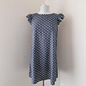 Women Tunic Dress Polka Dots Blue/White Color Only Measurements